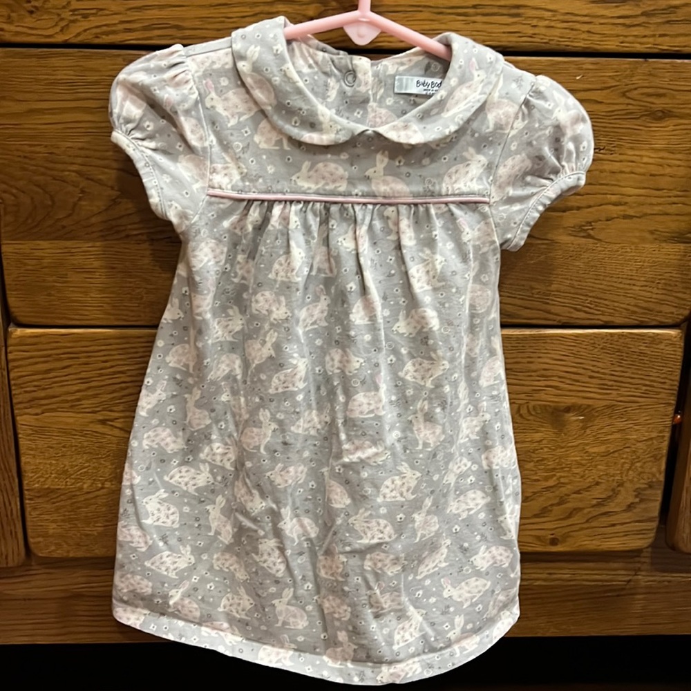 GUC Mini Boden grey bunny dress in size 12-18 months